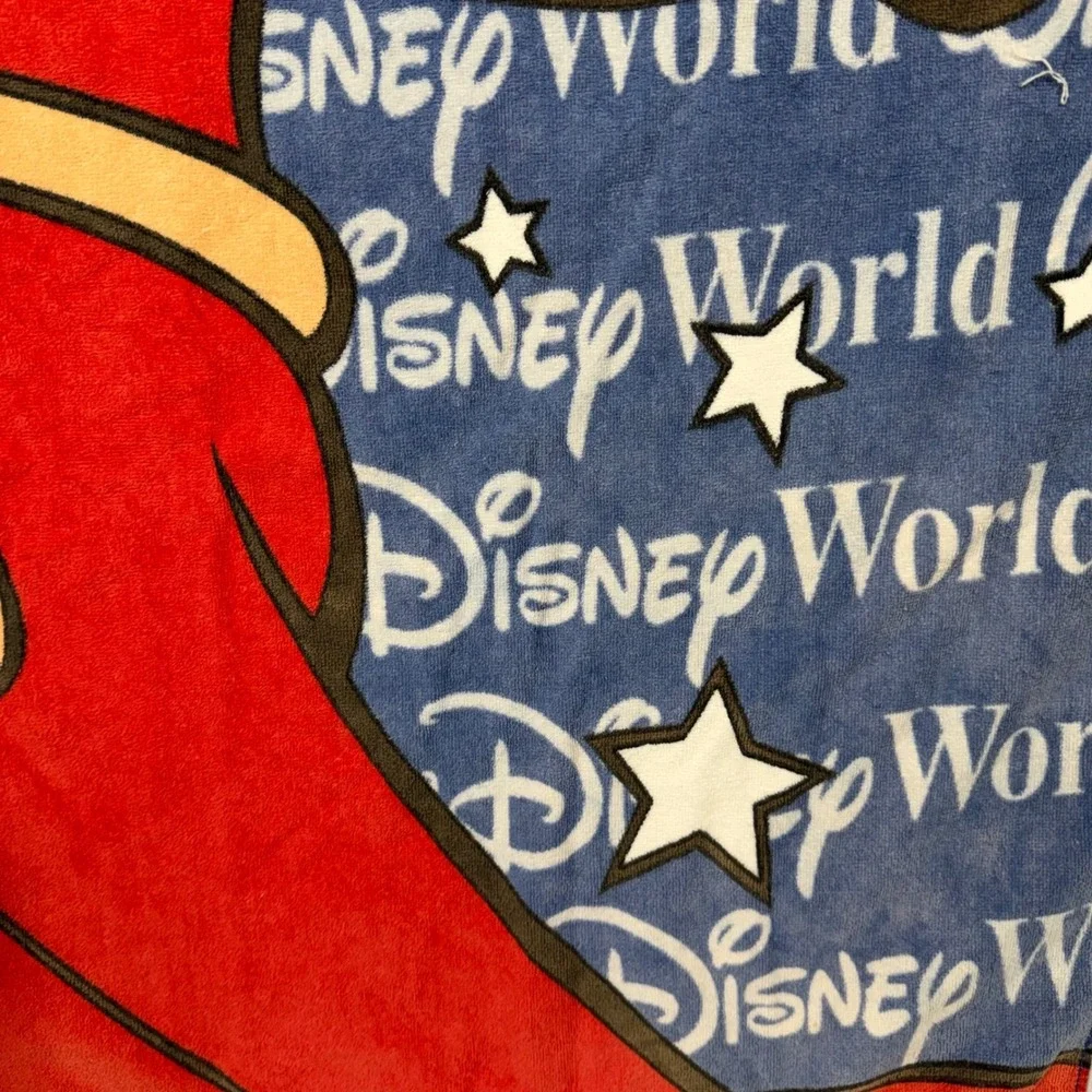 Vtg 90s Walt Disney World Sorcerer Mickey Mouse Beach Towel Fantasia Wizard Star